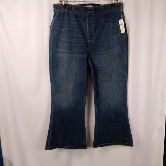 Pilcro Anthropologie Womens L Petite Flare Leg Bootcut Pull On Jeans Stretch NWT - Picture 1 of 7
